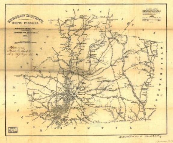 1825 Map| Kershaw District, South Carolina| Kershaw County|Kershaw Cou - New York Map Company