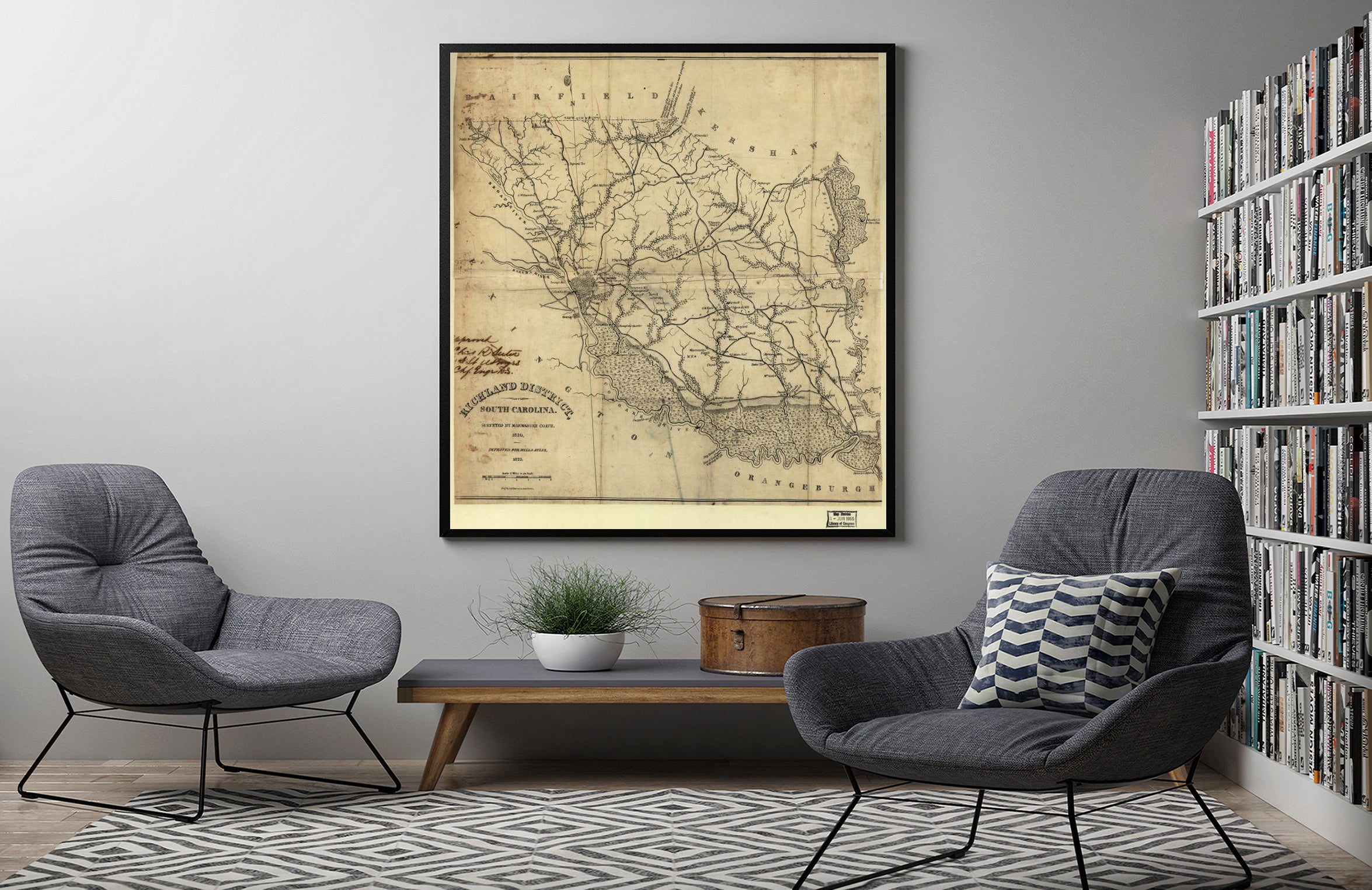 1825 map Richland District, South Carolina
