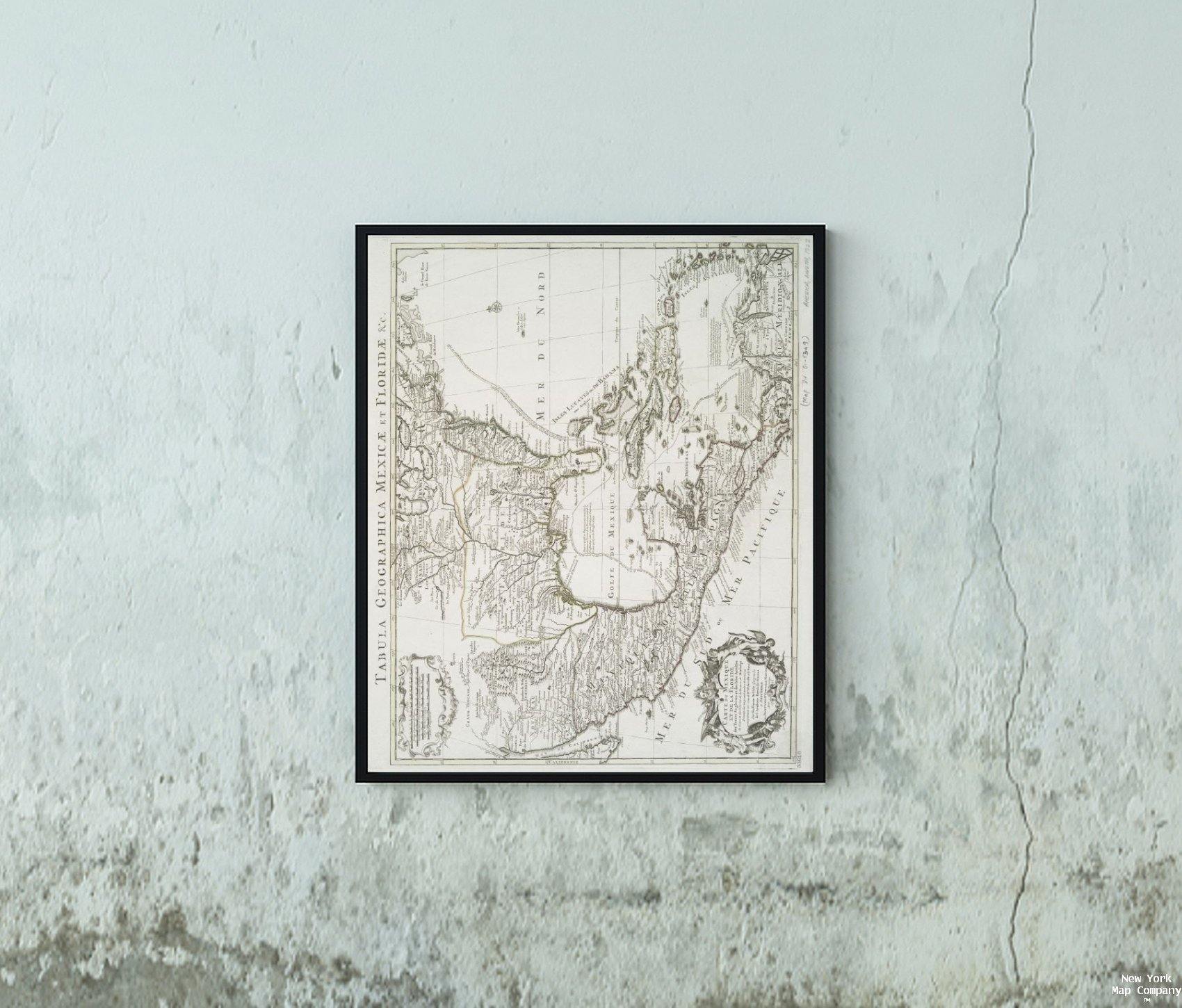 1722 map of Amsterdam Carte du Mexique et de la Floride, des terres angloises et des Isles Antilles, du cours et des environs de la riviere de Mississipi Stemmers, I. (Engraver) Publisher/ Chez Iean Covens and Corneille Mortier - New York Map Company