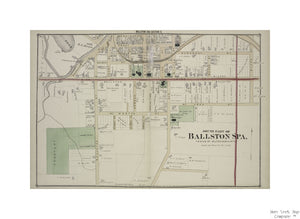 1876 map of New York South part of Ballston Spa. Villag Beers, F. W. (Frederick W.) (Cartographer) Publisher/ J.B. Beers