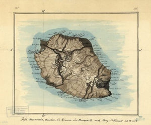 1802 map Insel Mascarenha, Bourbon, La Réunion oder Bonaparte nach Bory St. Vincent tab. IX und X.