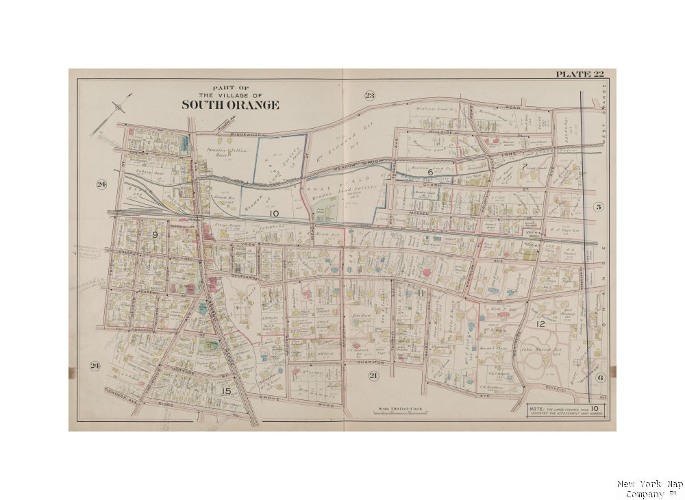 1904 map of Philadelphia, Pa. Part of the village of South Orange. Double Page Plate No. 22 Map bounded by Ridgewood Rd., Berkeley Ave., Charlton Ave., Grove Rd., Riggs Pl., 3rd St Robinson, E. (Elisha) (Publisher) Publisher/ A.H. Mueller