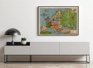 1920 map Bacon's standard map of Europe|Size 18x24 - Ready to Frame| Europe