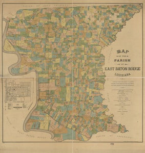 1895 Map of the Parish of East Baton Rouge, Louisiana - 24x24 - Ready to Frame -