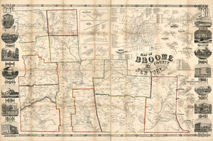 1855 map of Broome County, New York Entered according to Act of Congress in the Year 1855 by Robert Pearsall Smith in the .. Eastern District of Pennsylvania. Map Subjects: Binghamton | Binghamton NY | Broome County | Broome County NY | Cadastral Cities