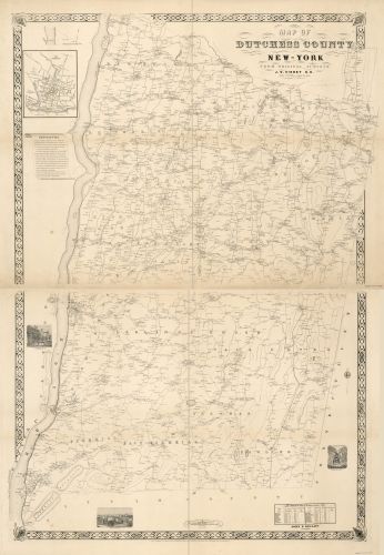 1850 Map of Dutchess County, New-York: from actual surveys - Vintage Reprint