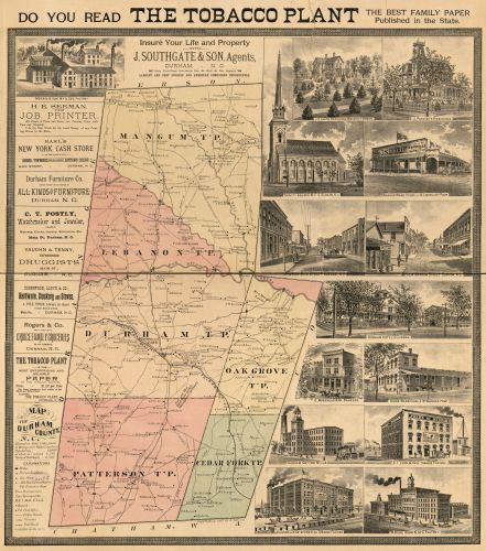Map of Durham County, North Carolina| Vintage Antique Reprint