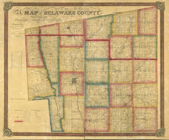 Summary: Land ownership map, 617 Includes list of voters in Delaware County. imperfect: Sectioned to 2 panels to enable folding. Created / Published: Delaware, O.: James and Geo. C. Eaton, 1849