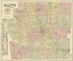Summary: "Entered according to act of Congress in the year 1883 by G.J. Brand and Co. in the Office of Librarian of Congress at Washington D.C. " Land ownership map, 623 Includes distance table and statistical tables of Franklin County. Created / Publish