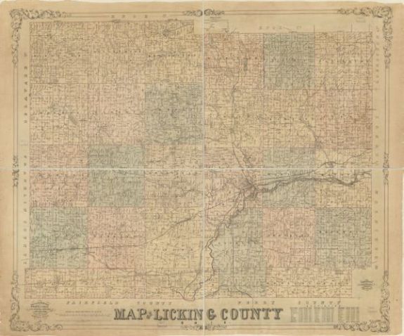 1854 Map of Licking County, Ohio | Cities and Towns | Landowners | Licking County | Ohio | Real Property | United States Entered according to Act of Congress in the year 1854 by P. O'Beirne and Wm. Boell in the Clerk's Office of the District Court of the