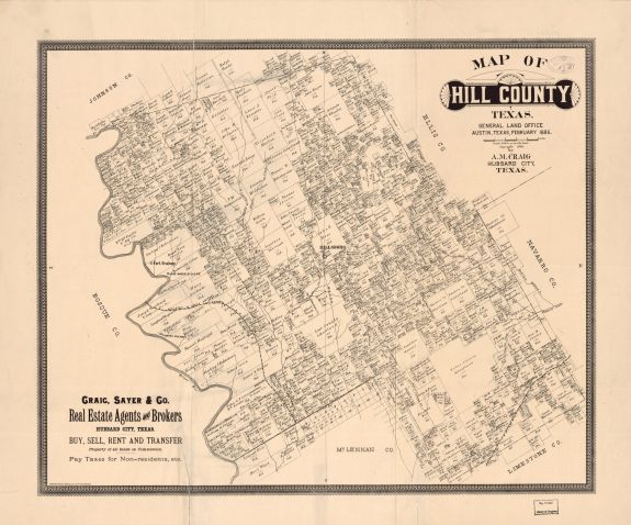 Summary: Shows landownership. Land ownership map, 1007 Created / Published: Austin, Tex.: General Land Office, 1886