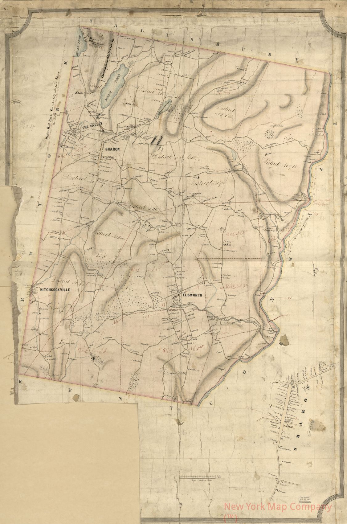 1852 map Map of the town of Sharon, Litchfield County, Conn.. Map Subjects: Connecticut | Landowners | Manuscript Maps | Real Property | Sharon | Sharon Conn: Town | Sharon Conn | Sharon Town |
