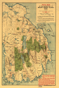 1911 map Path map of the Eastern part of Mount Desert Island Maine. Map Subjects: Maine | Mount Desert Island | Mount Desert Island Me | Outdoor Recreation |