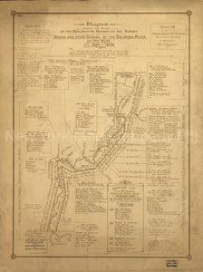 1908 map Diagram showing the history of the exploration and navigation and survey of the Grand and other canons of the Colorado River of the West from 1540 to 1908. Map Subjects: Colorado River Colo-Mexico | Discovery and Exploration |