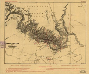 1904 map Grand Canyon of the Colorado.
