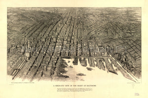 1912 map A birds-eye view of the heart of Baltimore. Copyright .. Spofford and Hughes, New York. Map Subjects: Baltimore | Baltimore Md | Central Business Districts | Maryland |