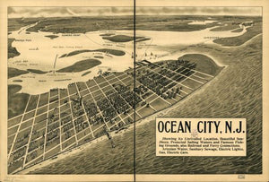 Map: Ocean City, N.J.: showing its unrivalled location, beautiful sea-shore, pr