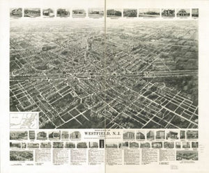 1929 map Aero-view of Westfield, N.J. 1929.