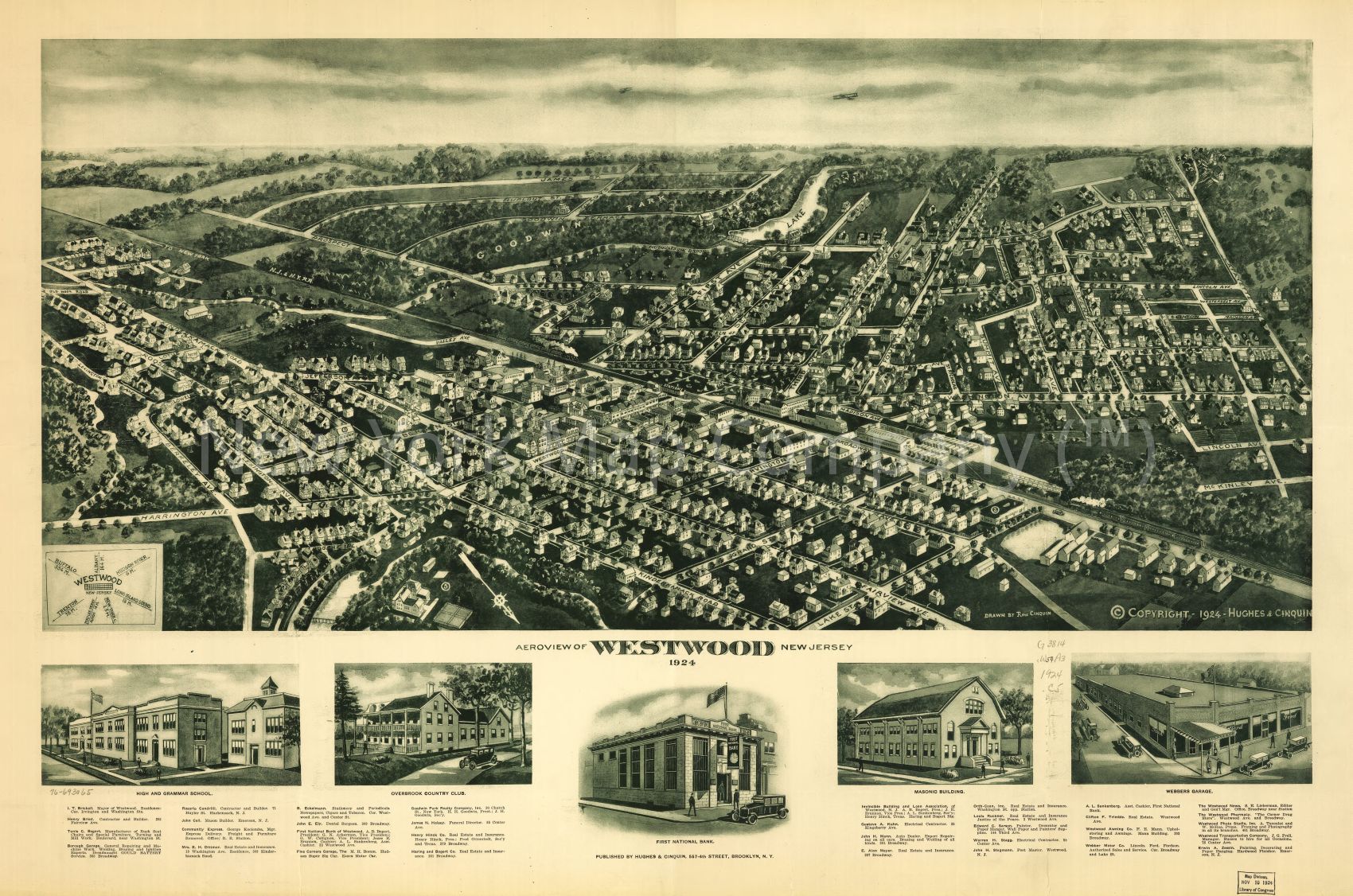 1924 map Aeroview of Westwood, New Jersey 1924. Map Subjects: New Jersey | Westwood | Westwood NJ