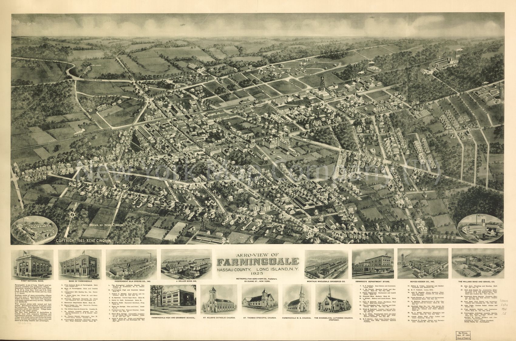 1925 map Aero-view of Farmingdale, Nassau County, Long Island, N.Y. 1925. Map Subjects: Farmingdale | Farmingdale NY | New York |