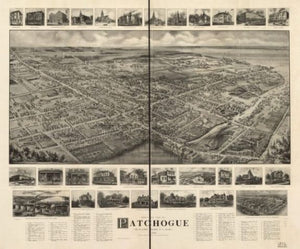 1906 map Bird's-eye view of Patchogue, Long Island, N.Y.