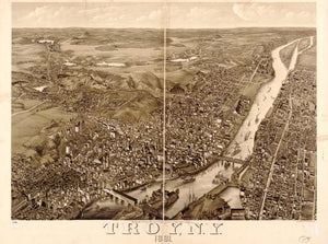 Map of Troy, N.Y. 1881. New York (State)|Troy|New York|Troy|Aerial Views|New Yor