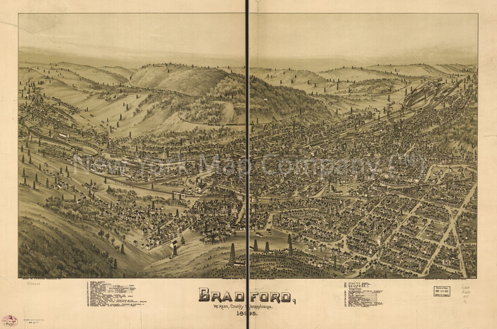 1895 map Bradford, McKean County, Pennsylvania, 1895. Map Subjects: Bradford | Bradford Pa | Pennsylvania |