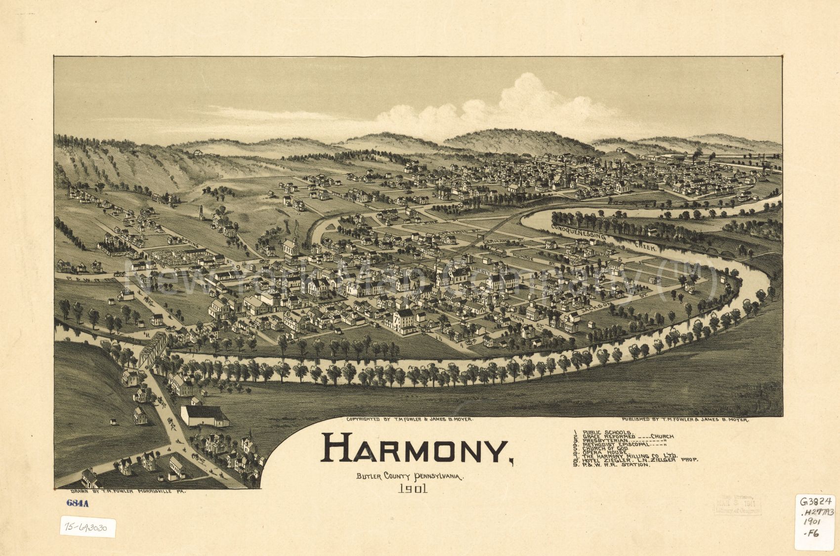 1901 map Harmony, Butler County, Pennsylvania 1901. Map Subjects: Harmony Butler County | Harmony Butler County | Pa | Pennsylvania |