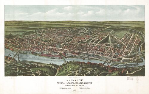 Map of Birds eye view of Manayunk, Wissahickon=Roxborough from West Laurel Hill