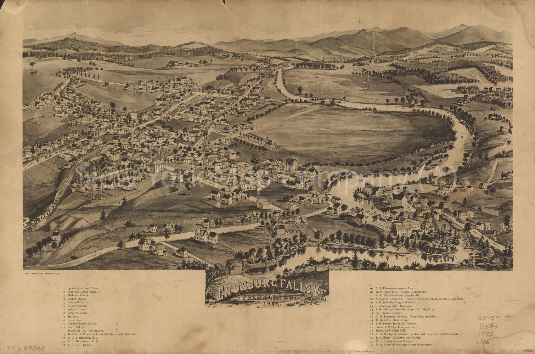 1892 map Enosburg Falls, Vt., Franklin Co., 1892. Map Subjects: Enosburg Falls | Enosburg Falls | Vermont