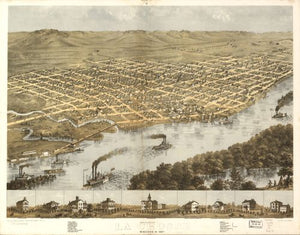 Map of Birds eye view of the city of La Crosse, Wisconsin 1867. La Crosse|Wiscon