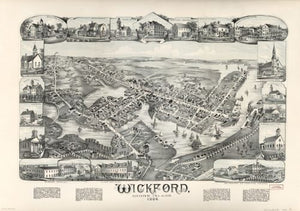 Map of Wickford, Rhode Island, 1888. North Kingstown|Rhode Island|North Kingstow