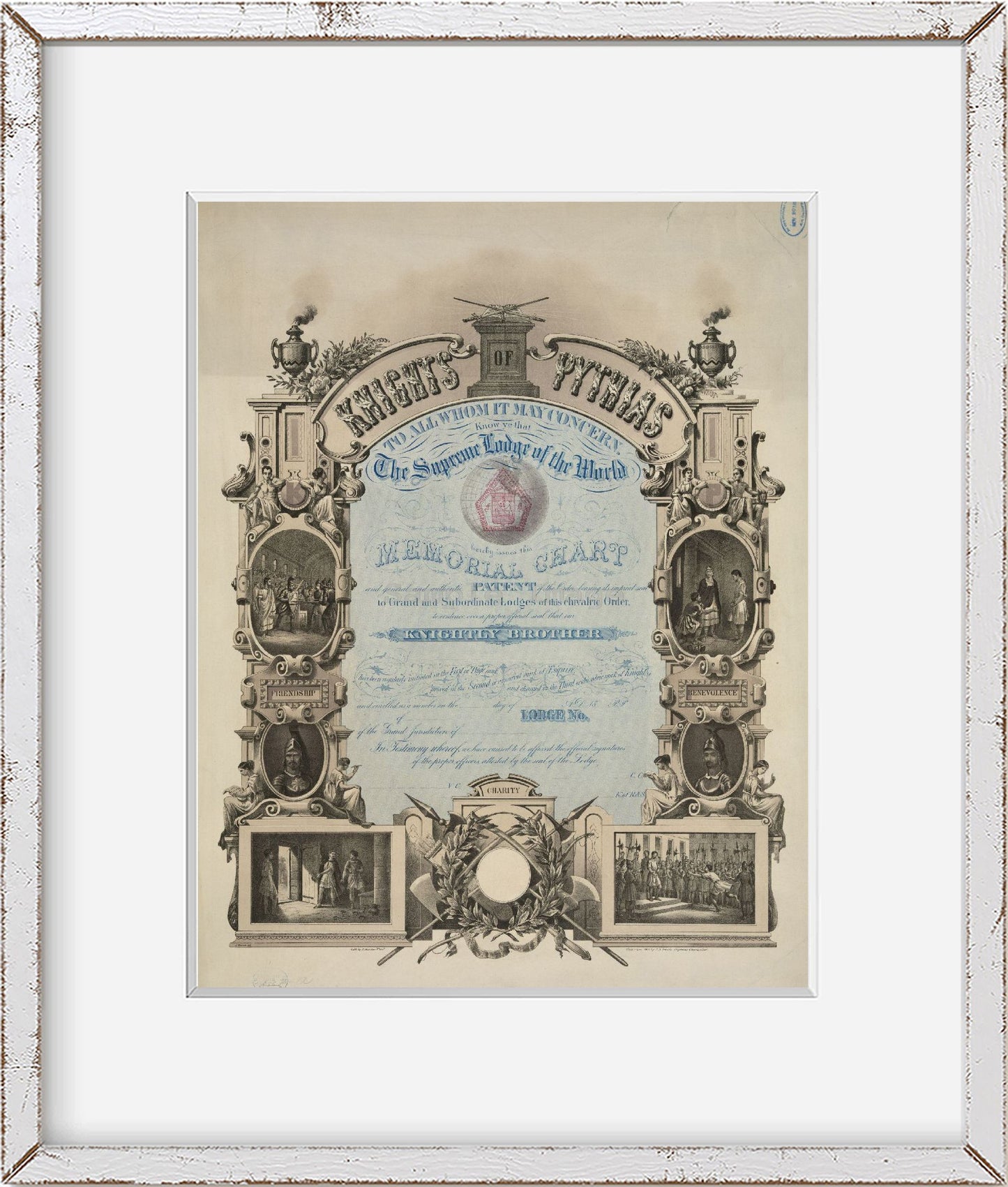 Photo: Knights of Pythias, Supreme Lodge of The World, Memorial Chart, c1875, Frater