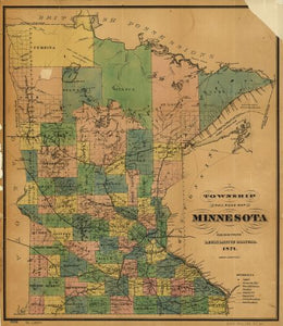 1874 Map Township and railroad map of Minnesota published for the Legislative Ma