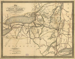 Map of the state of New-York showing its water and rail road lines. Jan 1855, by