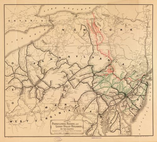 Map of the Pennsylvania, Reading, and Lehigh Valley Railroads, and their connect