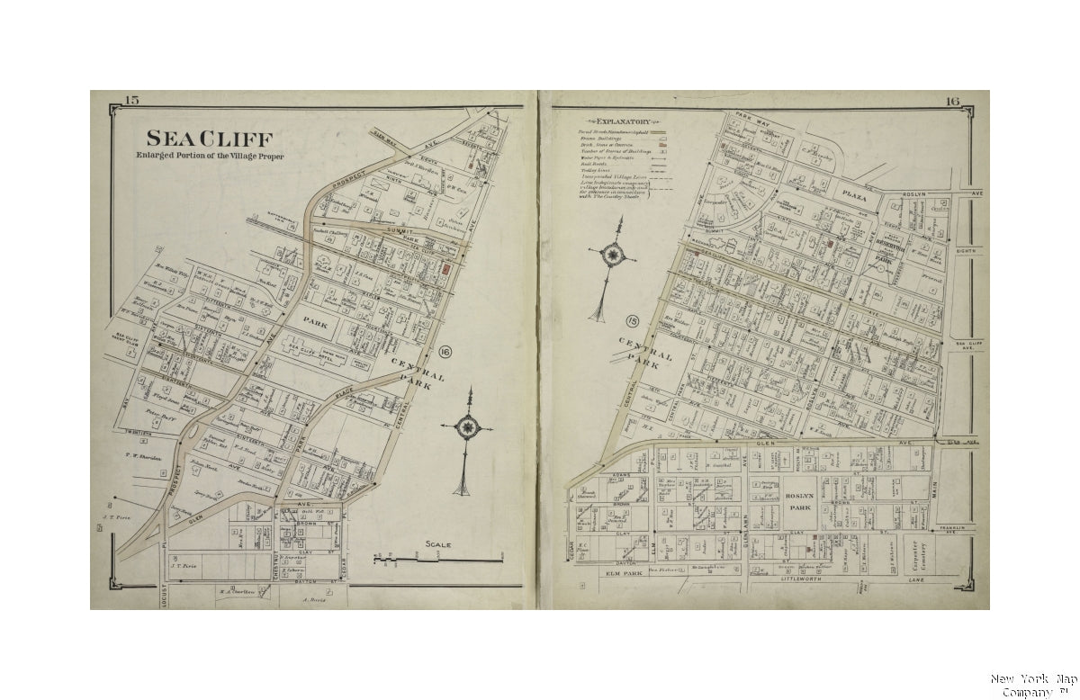 1914 map of New York Sea Cliff Hyde, E. Belcher (Cartographer) Publisher/ E. Belcher-Hyde