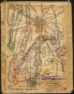 1863 Map of the Battle of Gettysburg, Penna.: showing positions held July 2nd 1