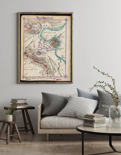 1863 Map | The Battle of Missionary Ridge, November 25, 1864 | Chattanooga | Missionary Ridge | Missionary Ridge, Battle Of, Tenn | Missionary Ridge, Battle Of, Tenn | Tennessee | United States Color coding indicates the location of Union and Confederate