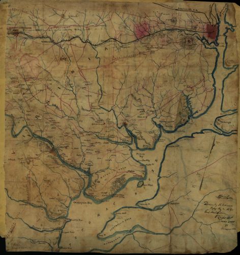 1862 Map of the Potomac River, Virginia from Alexandria to below the Occoquan