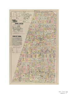 1902 map of Philadelphia Monroe County, Double Page Plate No. 6 Map of town of Parma, Parma Center, Parma Corner Pidgeon, Roger H. (Publisher) Publisher/ J.M. Lathrop and Company.