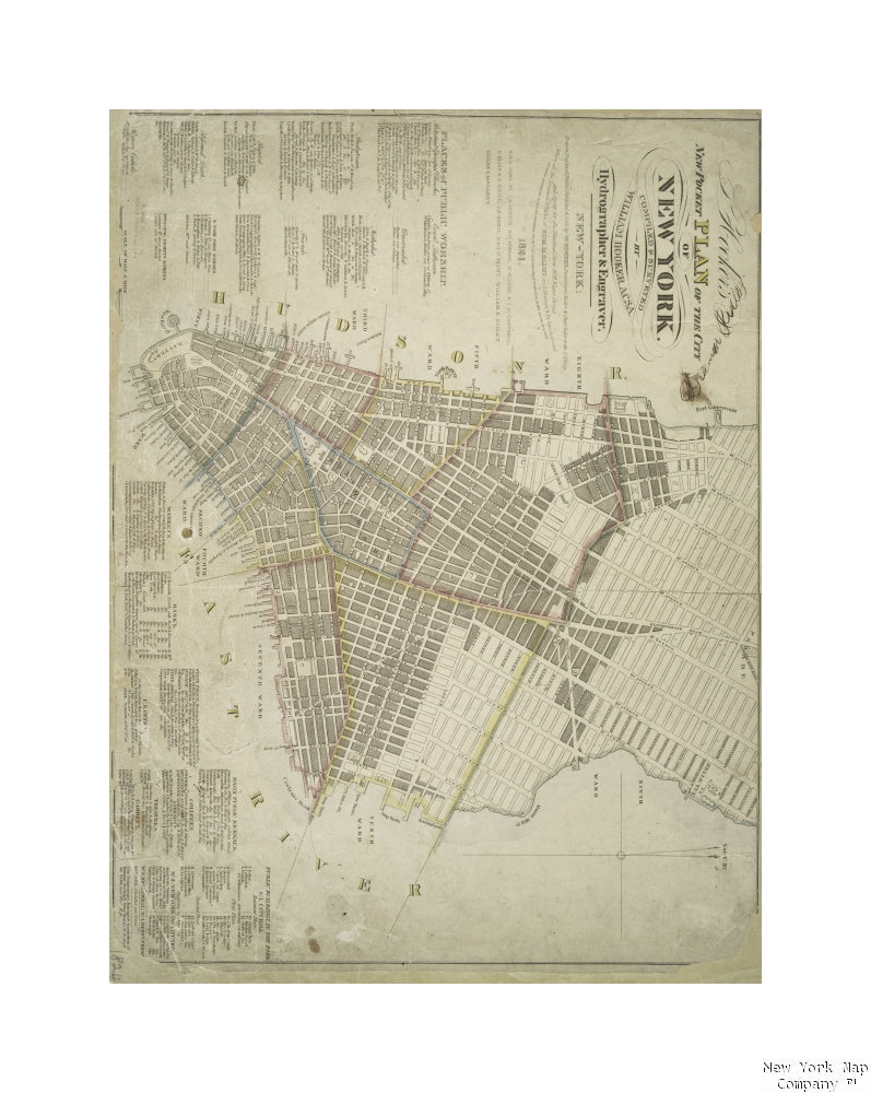 1824 map of New-York Hooker's new pocket plan of the city of New York Hooker, William (Engraver) Publisher/ W. Hooker
